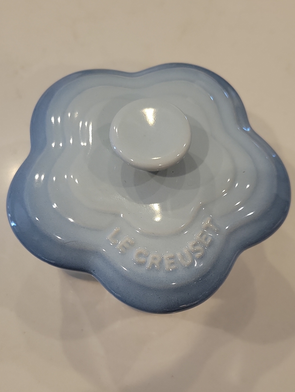 Le Creuset Rare & Retired Large Coastal Blue Flower Cocotte
